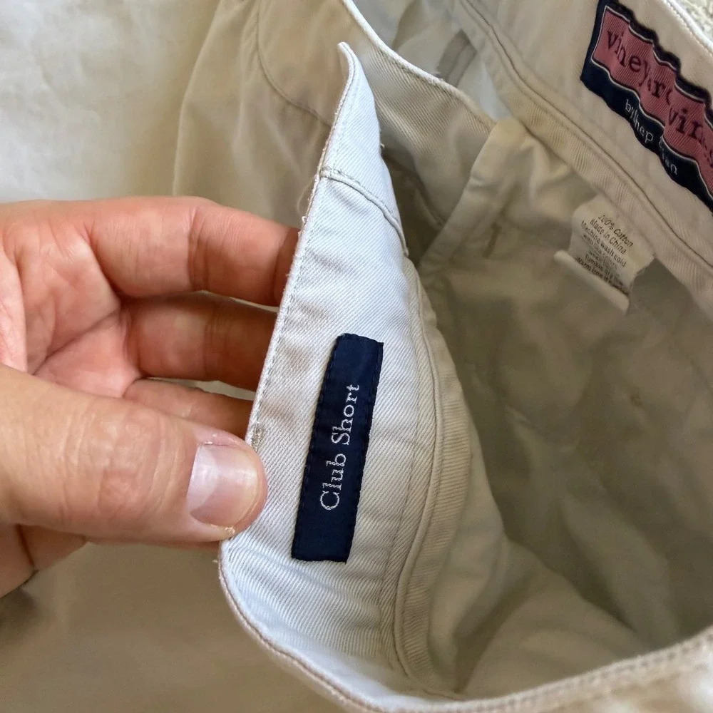 Vineyard Vines Mens Club Short Khaki Tan Cotton Twill Chino Shorts Size 34‎
